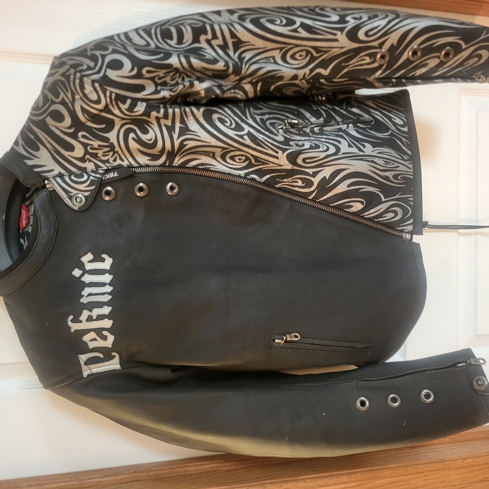 Teknic Black and Gray Leather Jacket